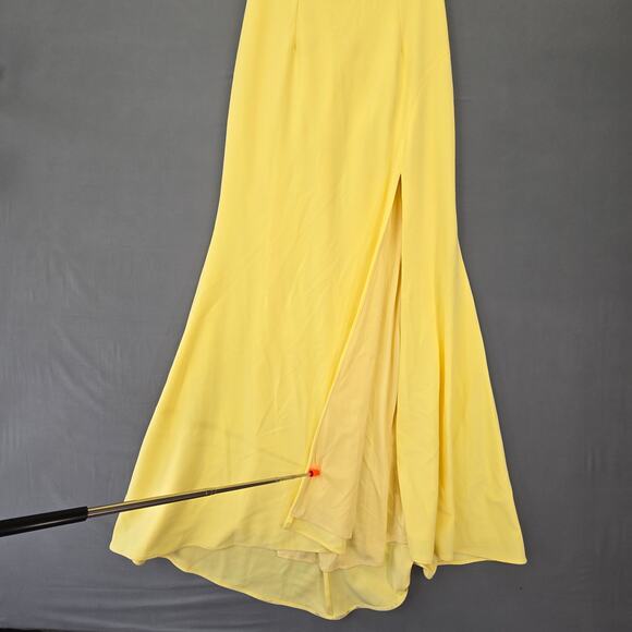 Aqua Formal Yellow Maxi Dress NEW $154 Stretch Off Shoulder Pleated Women 14 Zip - Picture 10 of 13